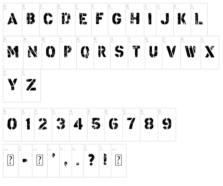 Checkpoint Charlie font map